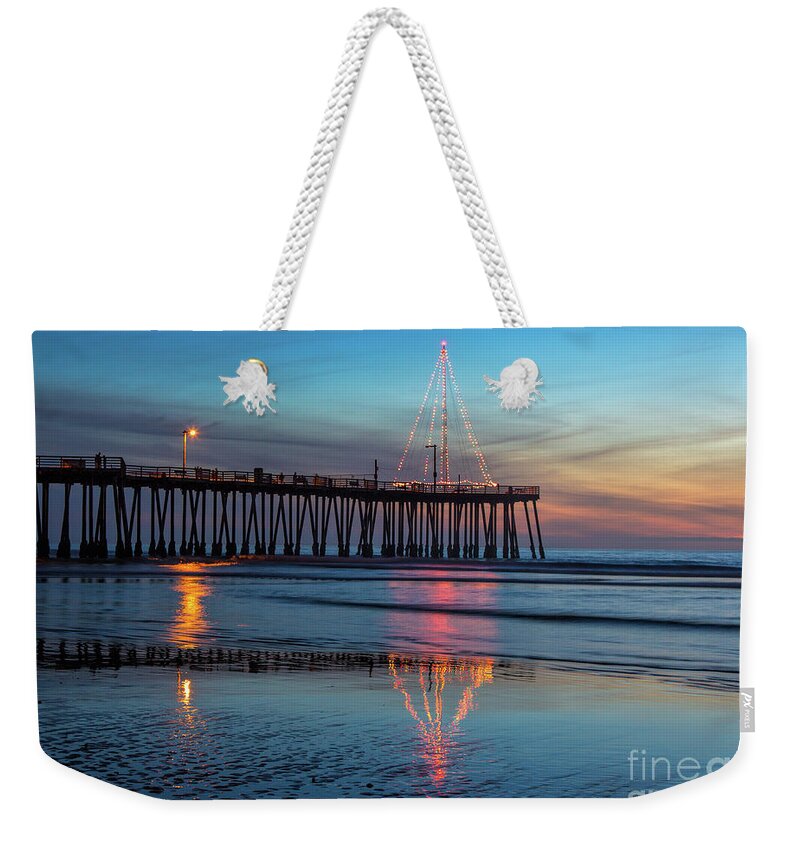 Seascape Weekender Tote Bag featuring the photograph Pismo Pier Lights by Mimi Ditchie