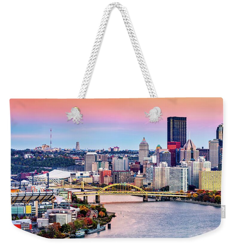 Afternoon Weekender Tote Bag featuring the photograph Pittsburgh Pano by Mihai Andritoiu