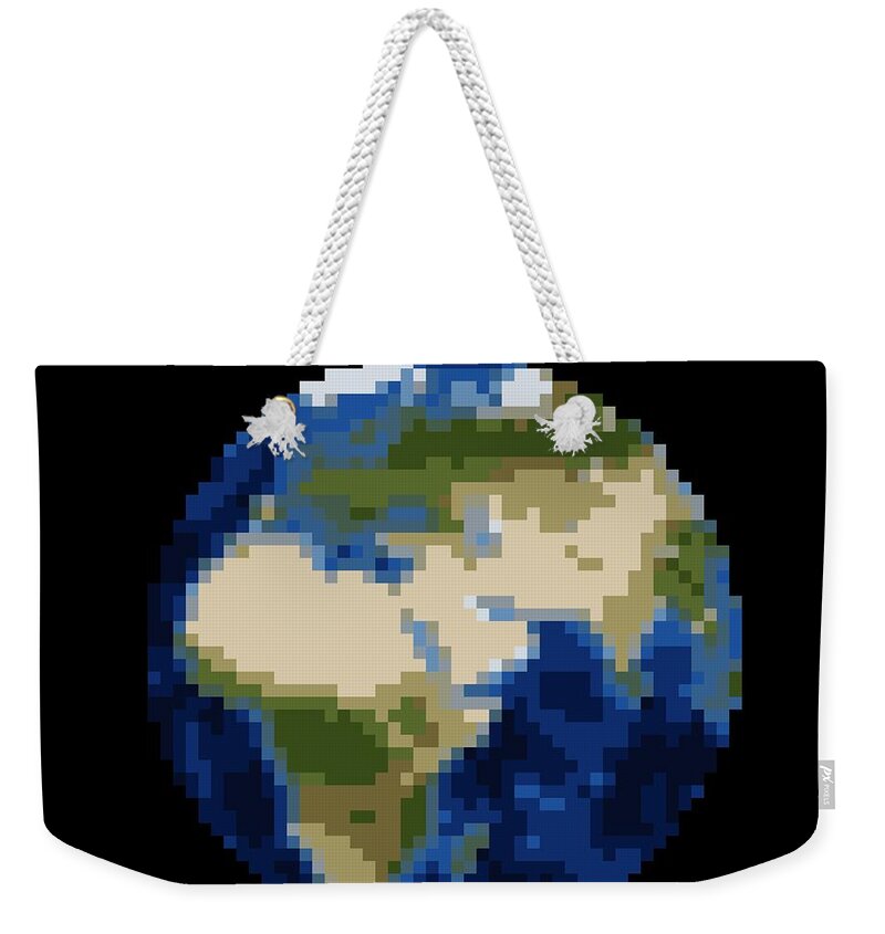 Pixel Art Weekender Tote Bag featuring the digital art Pixel Earth design by Martin Capek
