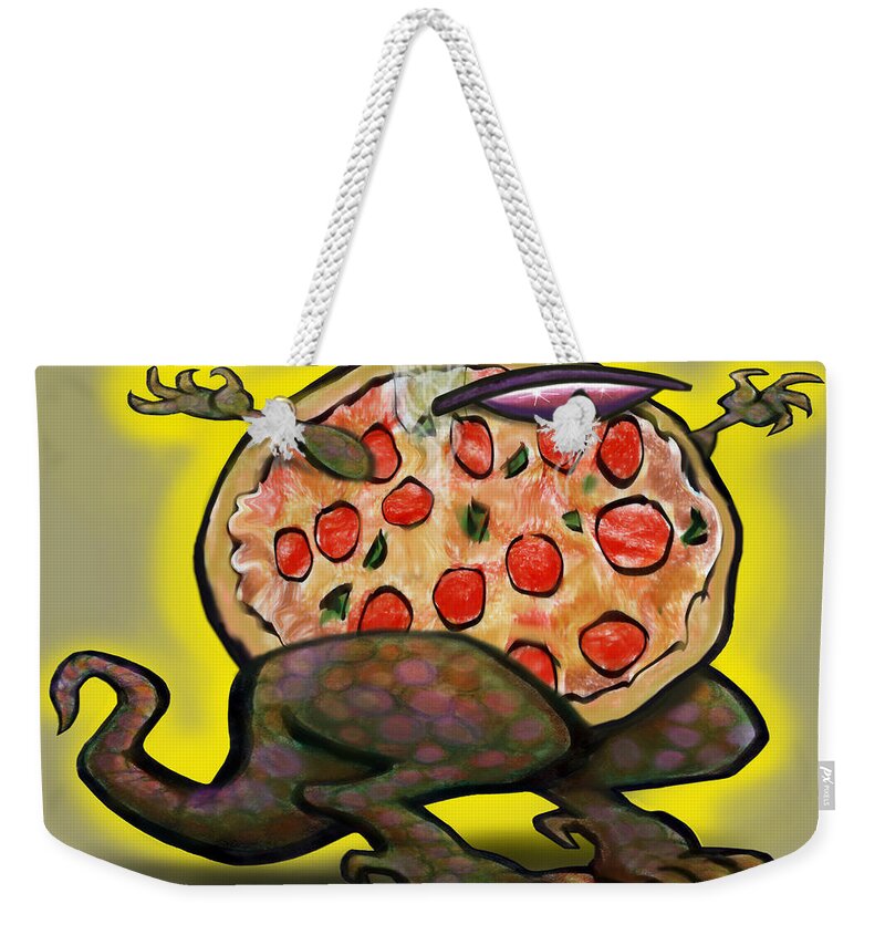 Pizza Weekender Tote Bag featuring the digital art Pizza Zilla by Kevin Middleton