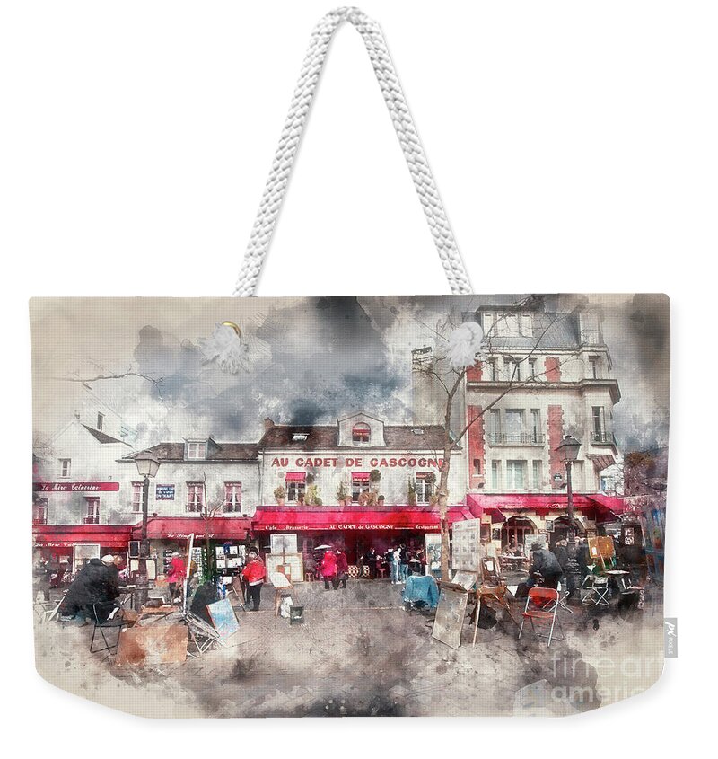 Watercolour Weekender Tote Bag featuring the photograph Place du Tertre Montmartre by Jack Torcello