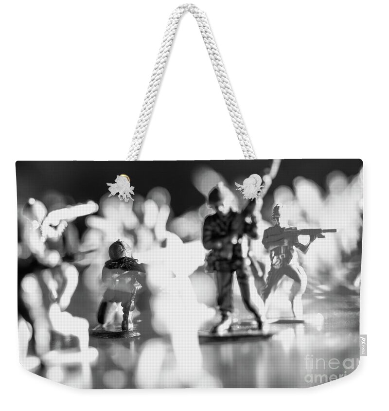 Toy Weekender Tote Bag featuring the photograph Plastic army men 2 by Micah May