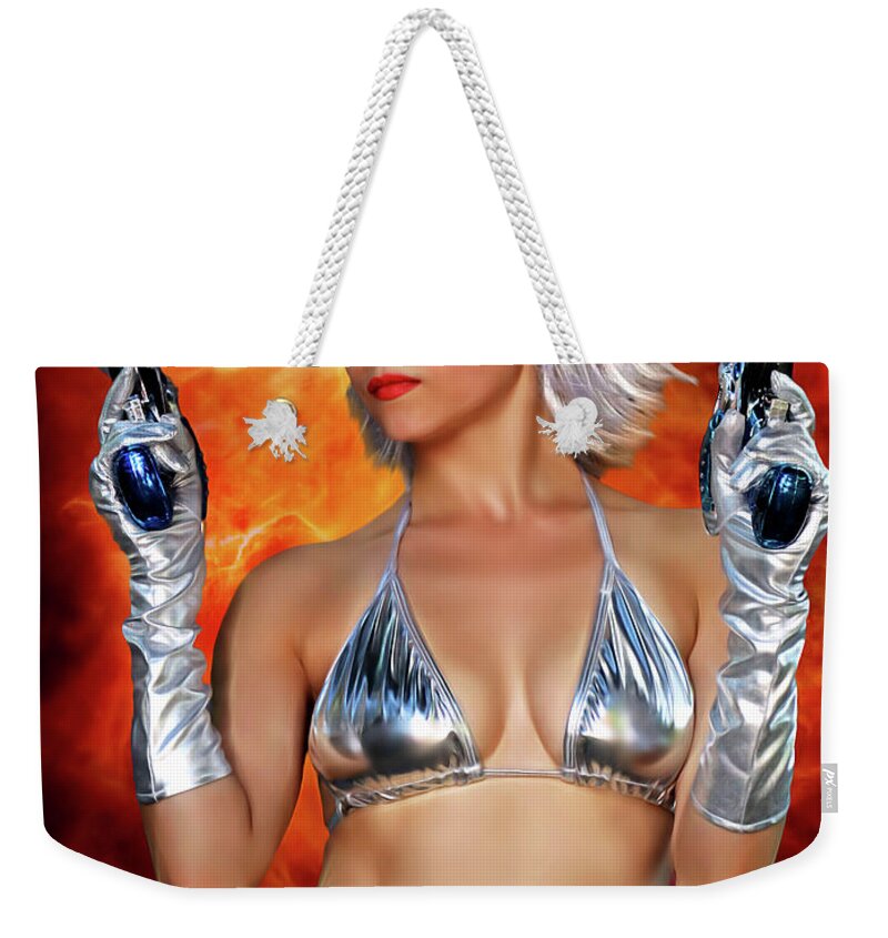 Vixen Weekender Tote Bag featuring the photograph Platinum Space Pirate by Jon Volden