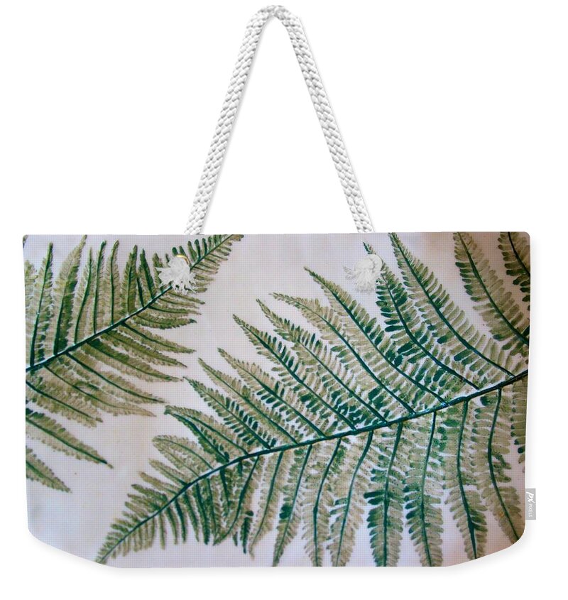  Weekender Tote Bag featuring the ceramic art Platter with Ferns by Polly Castor