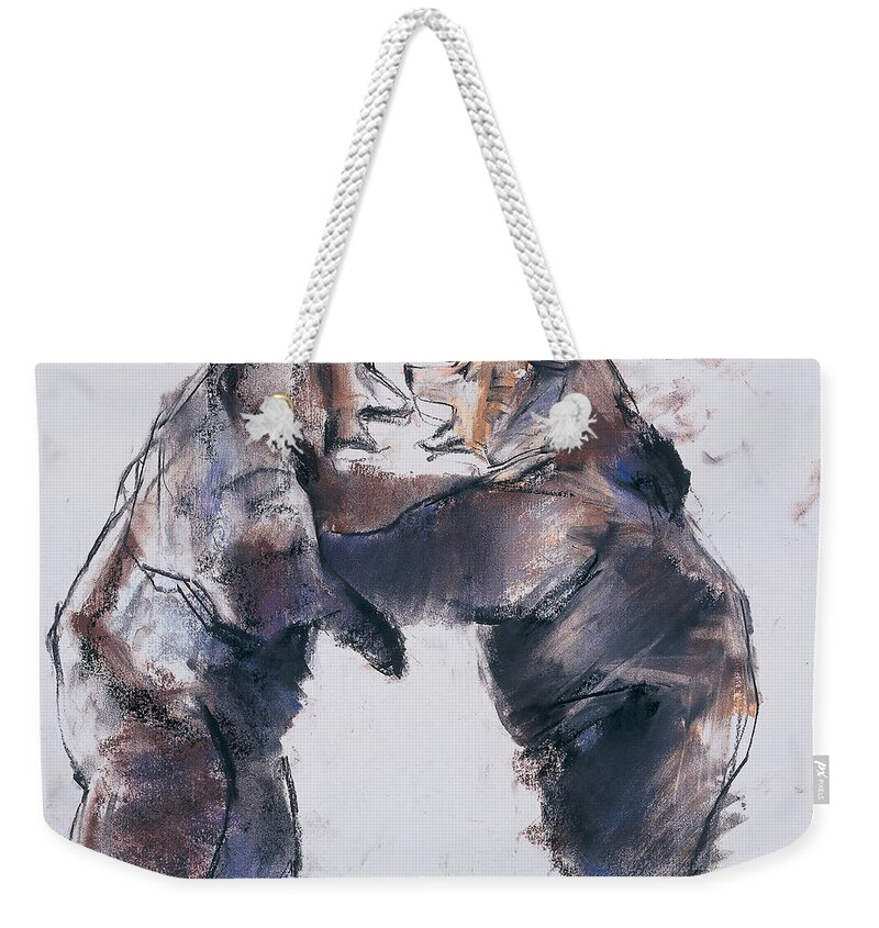 Brown Bears Weekender Tote Bag featuring the drawing Play fight by Mark Adlington