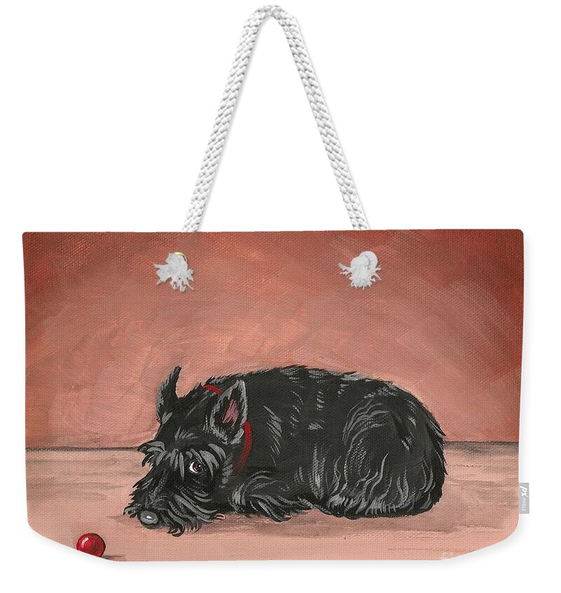 Painting. Art Weekender Tote Bag featuring the painting Play With Me by Margaryta Yermolayeva