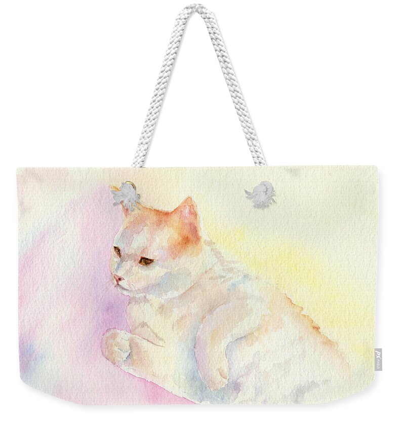 Cat Weekender Tote Bag featuring the painting Playful Cat III by Elizabeth Lock