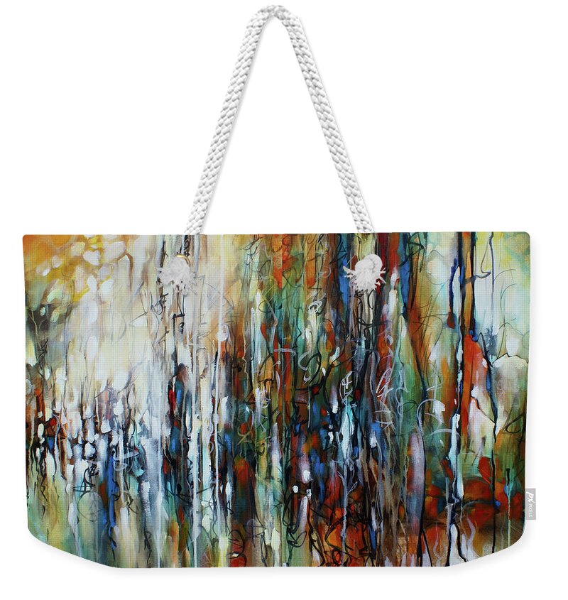 Abstract Weekender Tote Bag featuring the painting Pleasant Distractions by Michael Lang