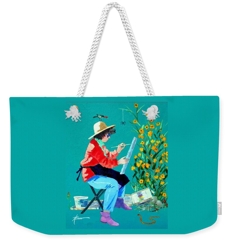 Artist At Work Weekender Tote Bag featuring the painting Plein Air Painter by Adele Bower