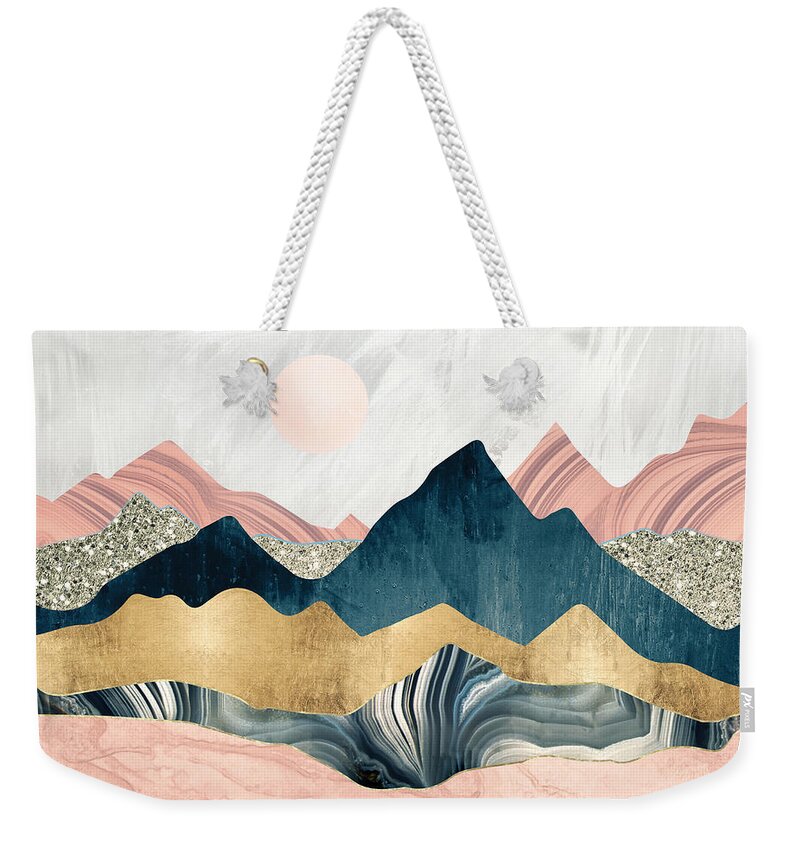 Mountains Weekender Tote Bag featuring the digital art Plush Peaks by Spacefrog Designs