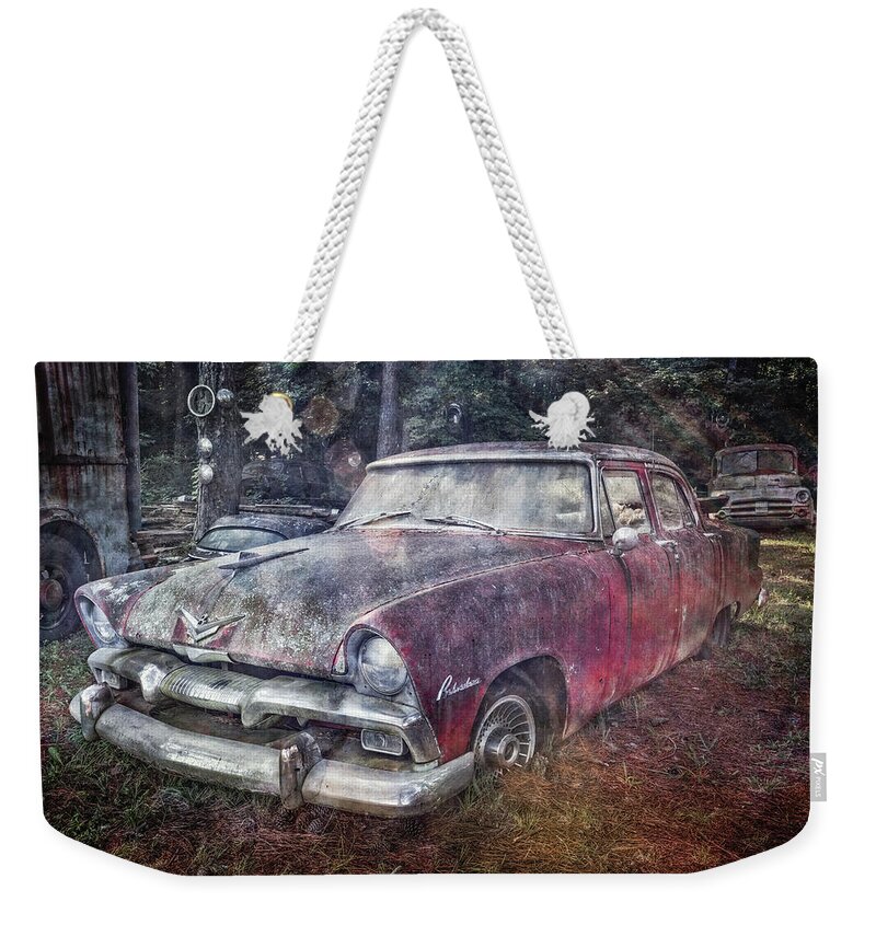 1950s Weekender Tote Bag featuring the photograph Plymouth Belvedere by Debra and Dave Vanderlaan
