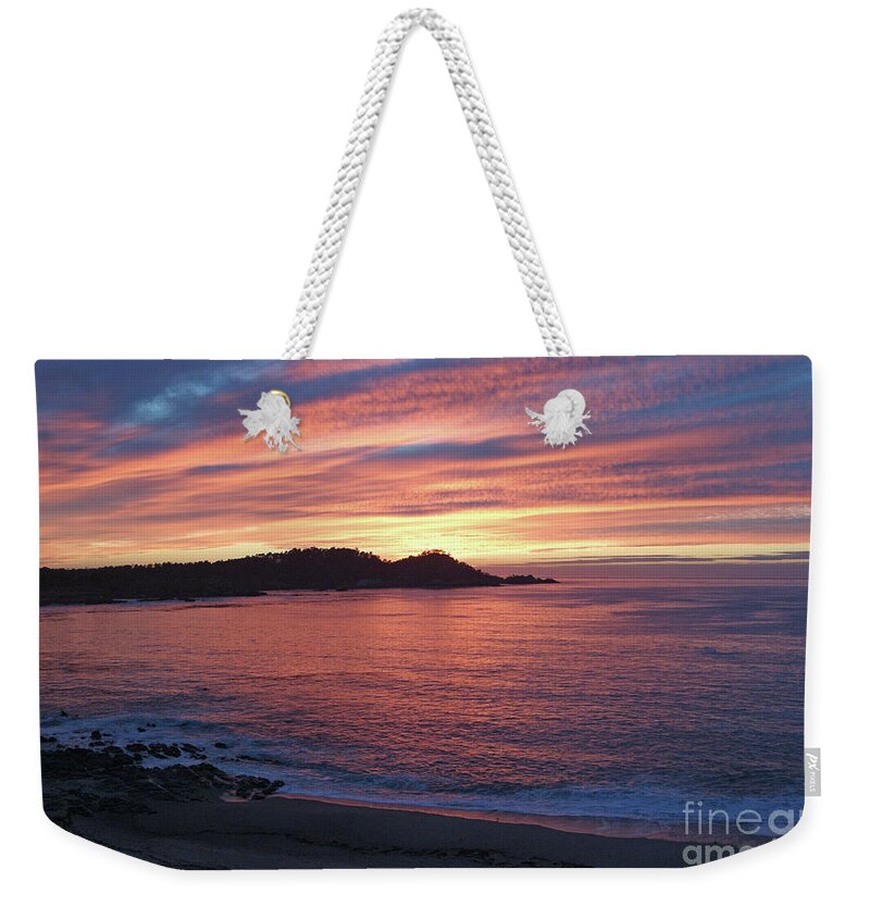 Nature Weekender Tote Bag featuring the photograph Point Lobos Red Sunset by Charlene Mitchell