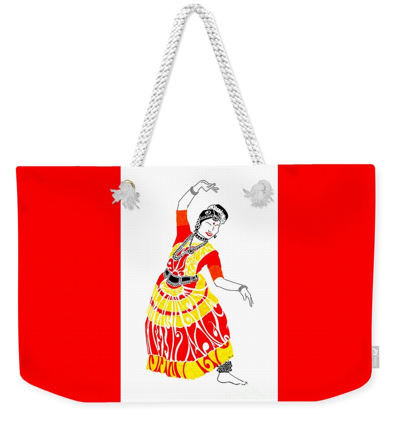 Mohiniattam Weekender Tote Bag featuring the painting Poise by Anushree Santhosh