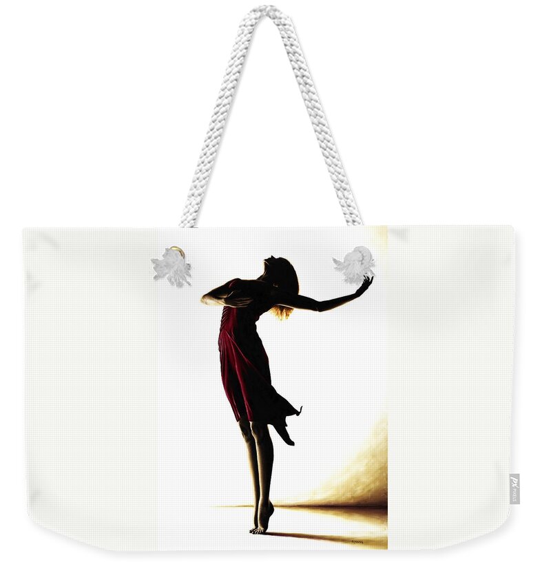 Ballet Weekender Tote Bag featuring the painting Poise in Silhouette by Richard Young
