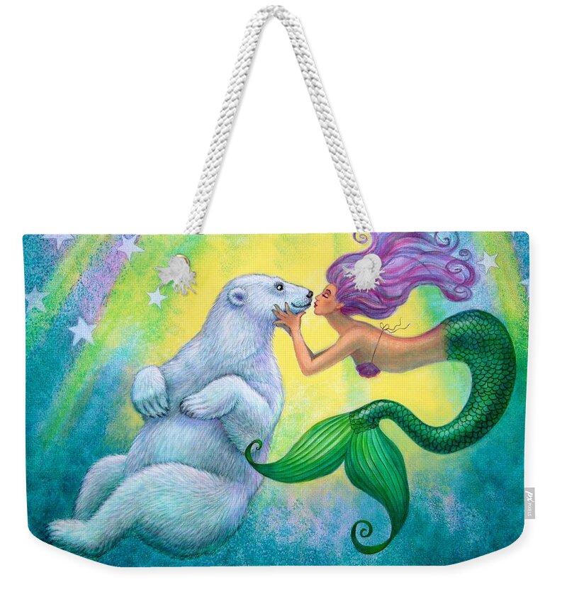 Mermaids Weekender Tote Bag featuring the painting Polar Bear Kiss by Sue Halstenberg