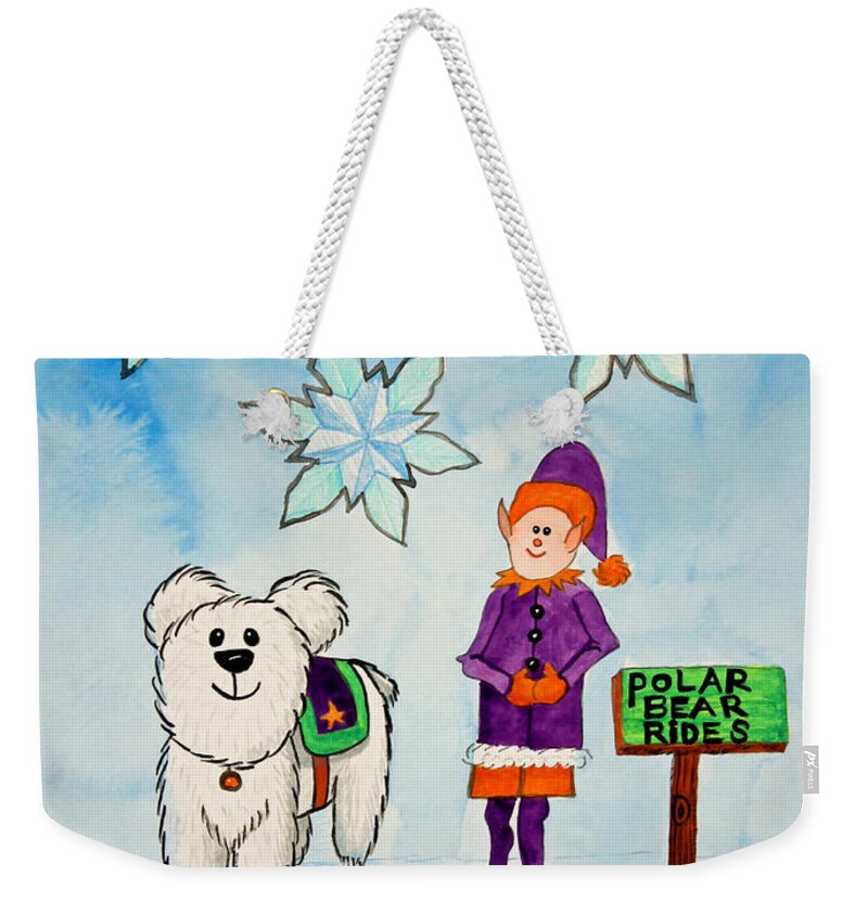 Polar Bear Weekender Tote Bag featuring the painting Polar Bear Rides by Norma Appleton