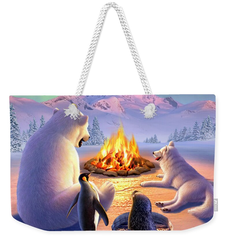 Arctic Weekender Tote Bag featuring the digital art Polar Pals by Jerry LoFaro
