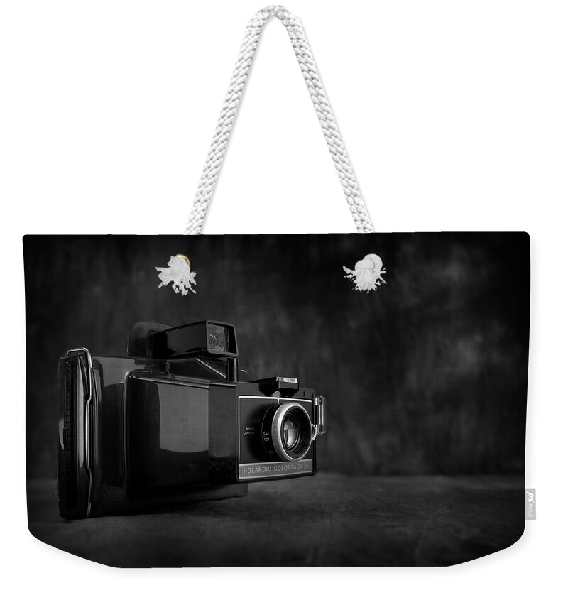 Bw Weekender Tote Bag featuring the photograph Polaroid Colorpack Camera by Mark Wagoner