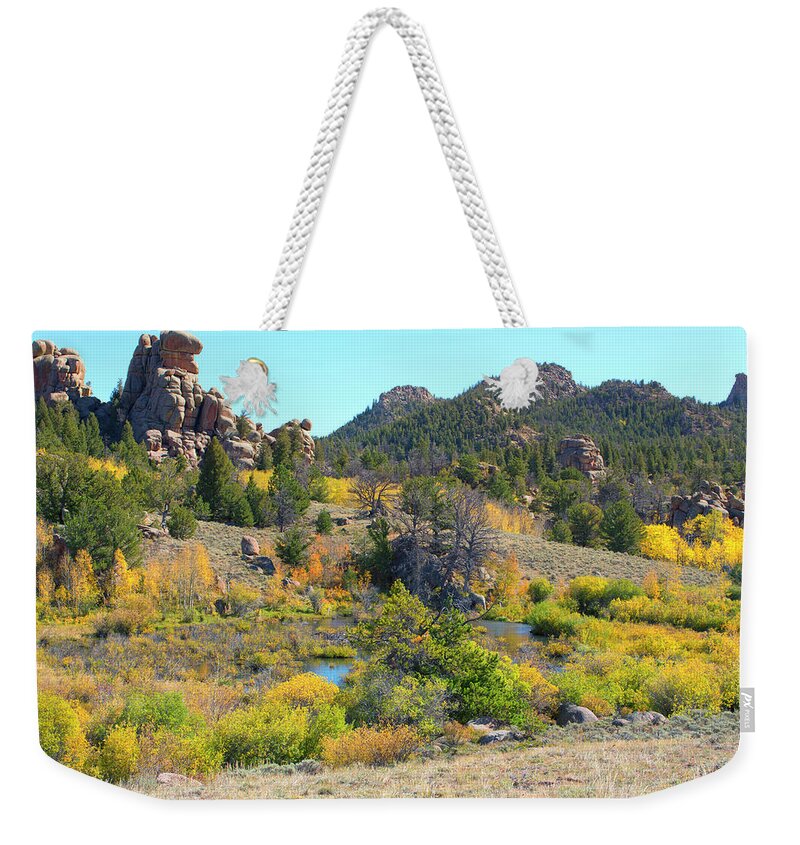 Pole Mountain Weekender Tote Bag featuring the photograph Pole Mountain Landscape by Nancy Dunivin