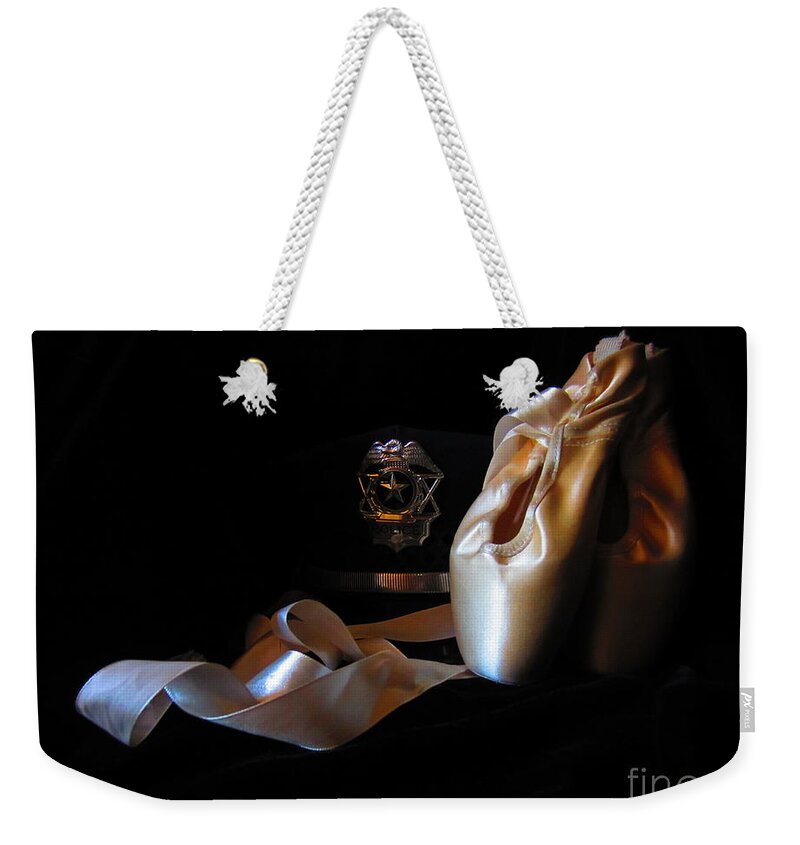 Pointe Shoes Weekender Tote Bag featuring the photograph Police and Pointe by Laurianna Taylor