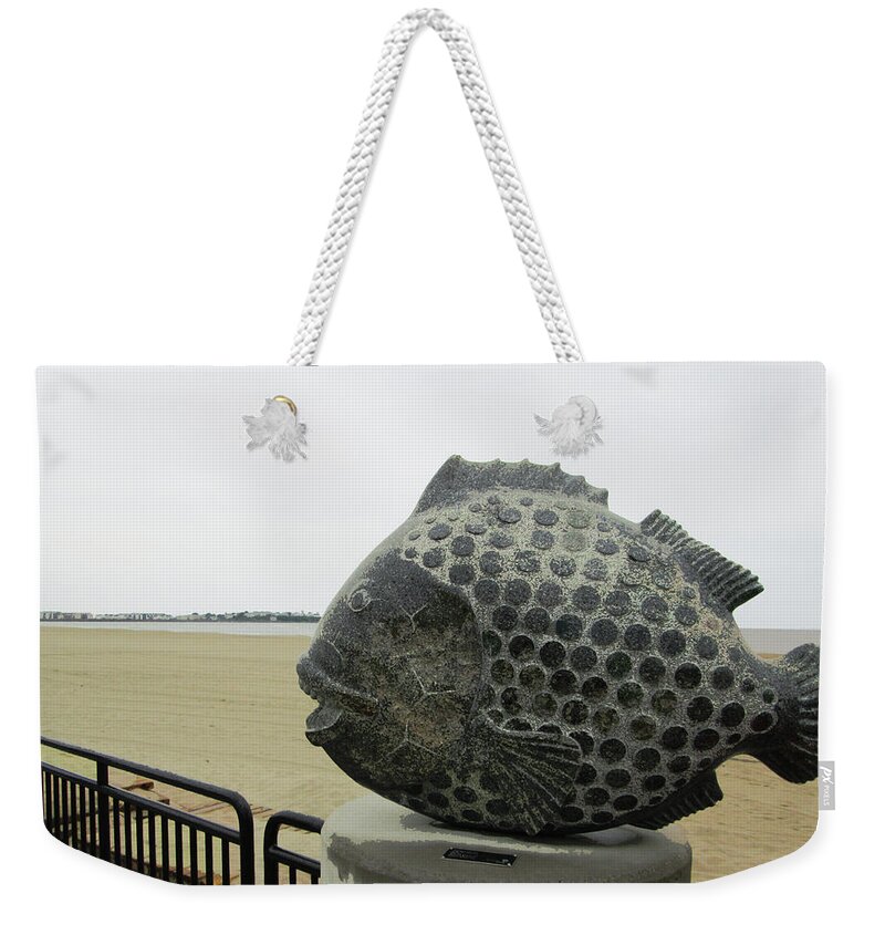 Fish Weekender Tote Bag featuring the photograph Polka Dotted Fish Sculpture by Mary Capriole