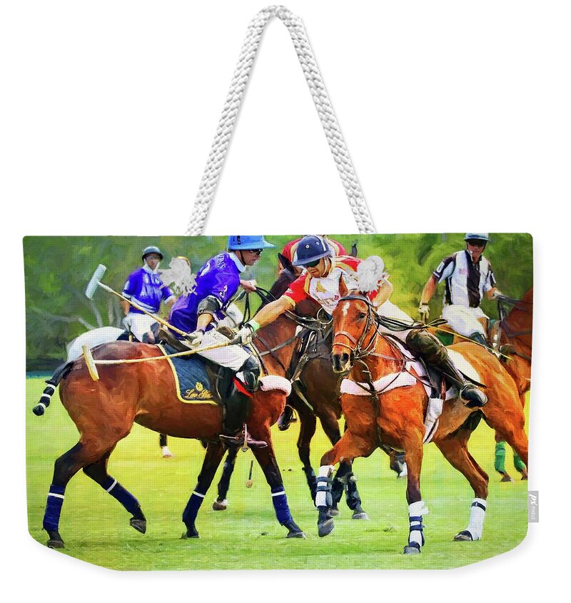 Alicegipsonphotographs Weekender Tote Bag featuring the photograph Polo Scramble by Alice Gipson