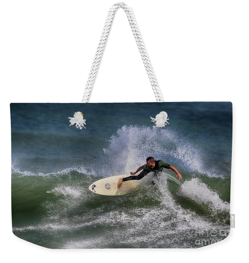 Surf Weekender Tote Bag featuring the photograph Ponce Surfer 2017 by Deborah Benoit