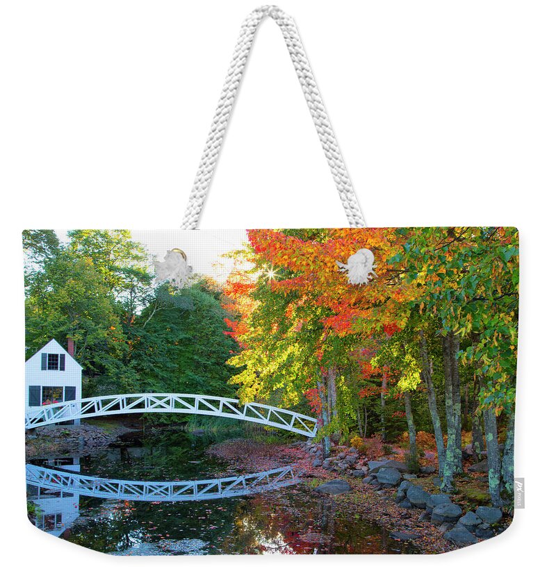Reflection Weekender Tote Bag featuring the photograph Pond Bridge Reflection by Nancy Dunivin