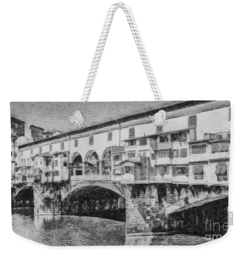 Ponte Vecchio Weekender Tote Bag featuring the digital art Ponte Vecchio by Edward Fielding