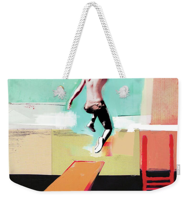 Pool Day Weekender Tote Bag featuring the painting Pool Day by David McConochie