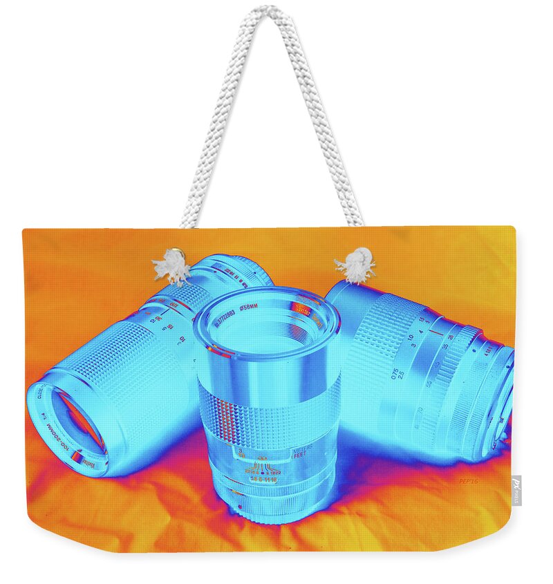 Pop Art Weekender Tote Bag featuring the photograph Pop Art Camera Lenses by Phil Perkins