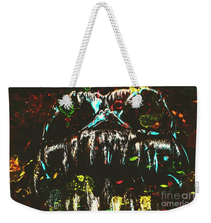 Skull Weekender Tote Bag featuring the photograph Pop art madness by Jorgo Photography