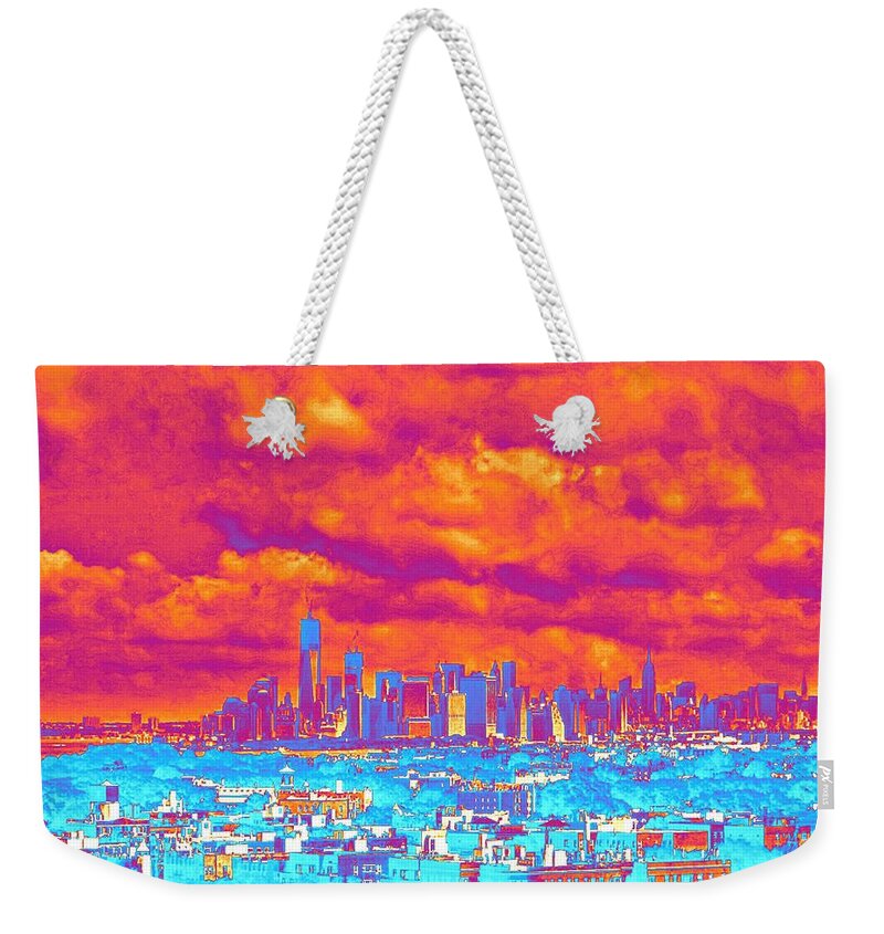 Nyc Skyline Weekender Tote Bag featuring the photograph Pop Art Manhattan by Stacie Siemsen
