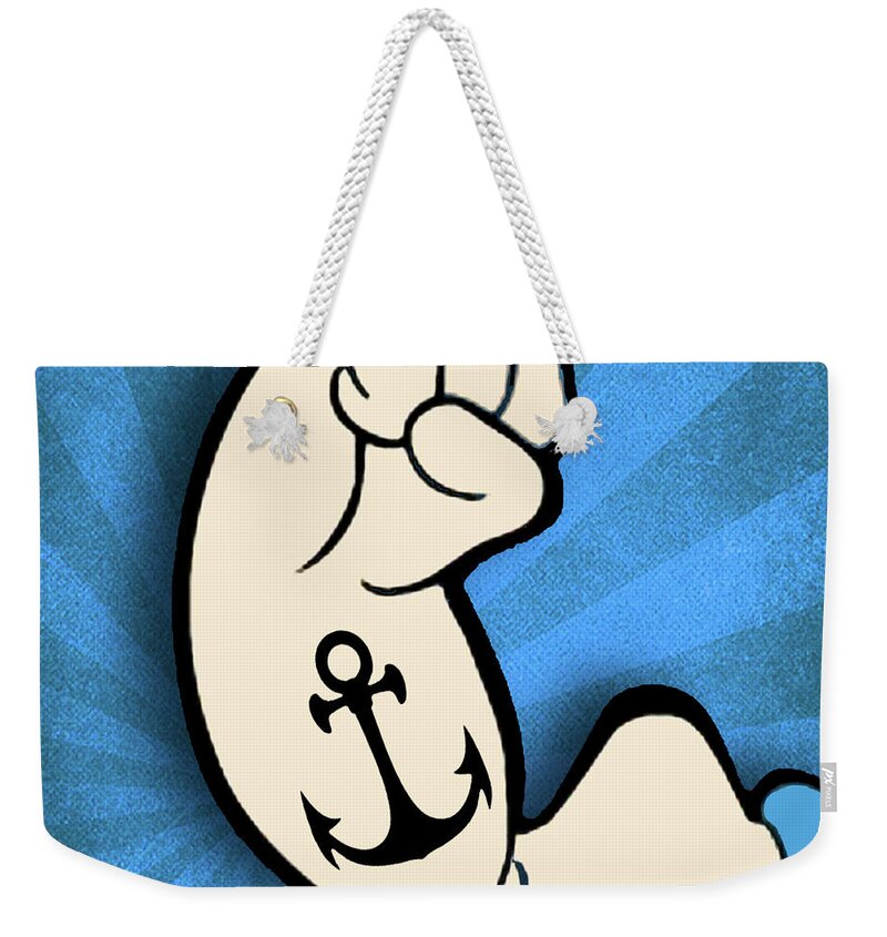 Popeye The Sailor Man Weekender Tote Bag featuring the painting Popeye Muscle by Tony Rubino