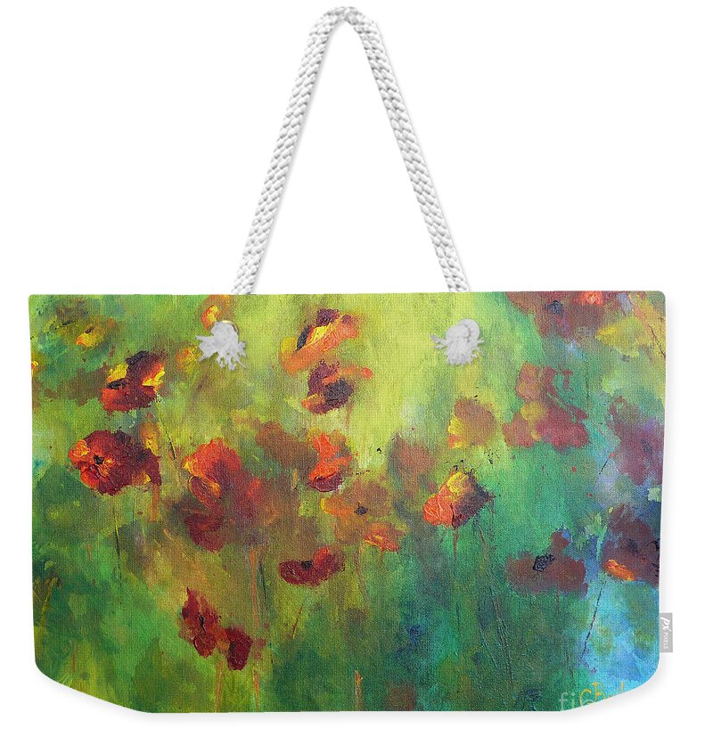 Poppies Weekender Tote Bag featuring the painting Poppies by Claire Bull