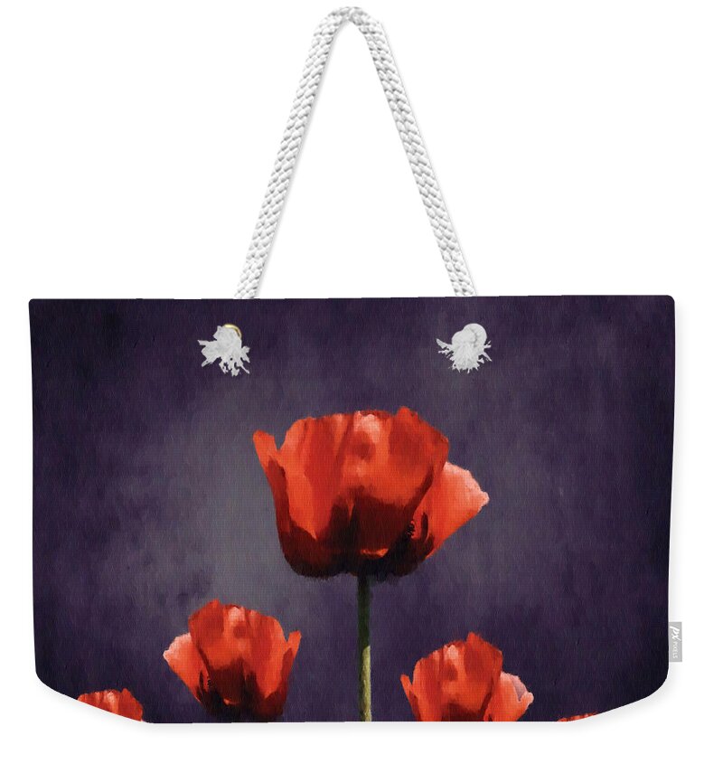 Poppies Weekender Tote Bag featuring the digital art Poppies Fun 01b by Variance Collections