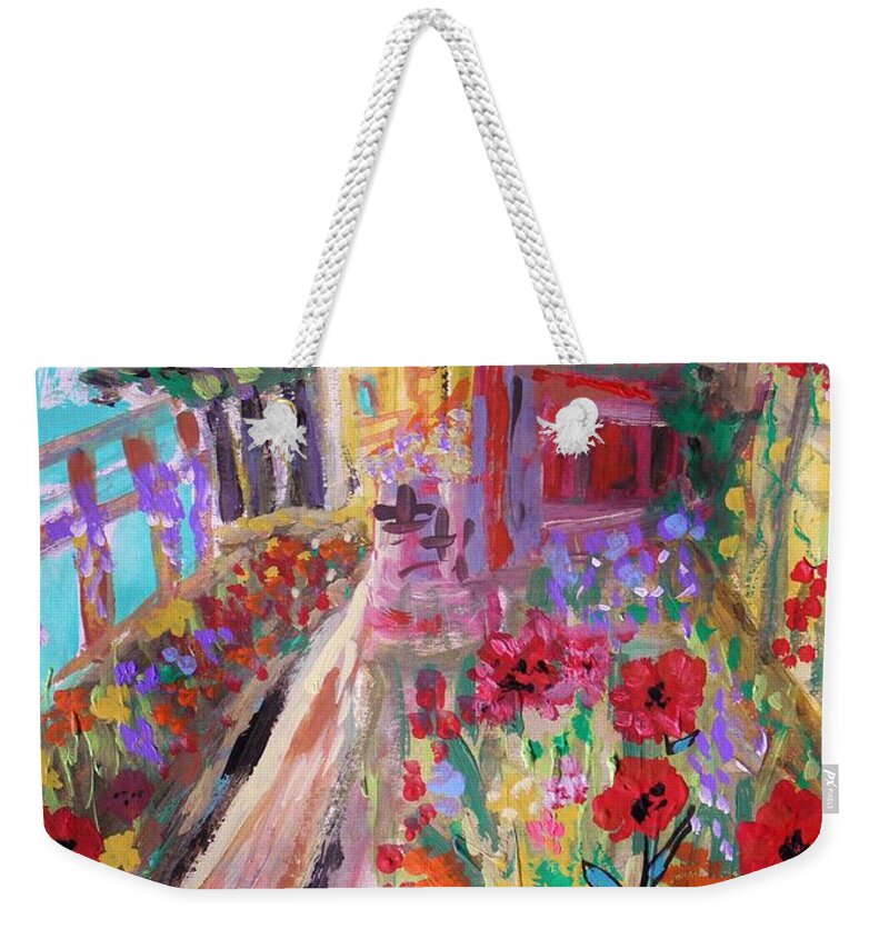 Alcatraz Garden Weekender Tote Bag featuring the painting Poppies in Alcatraz Garden by Mary Carol Williams