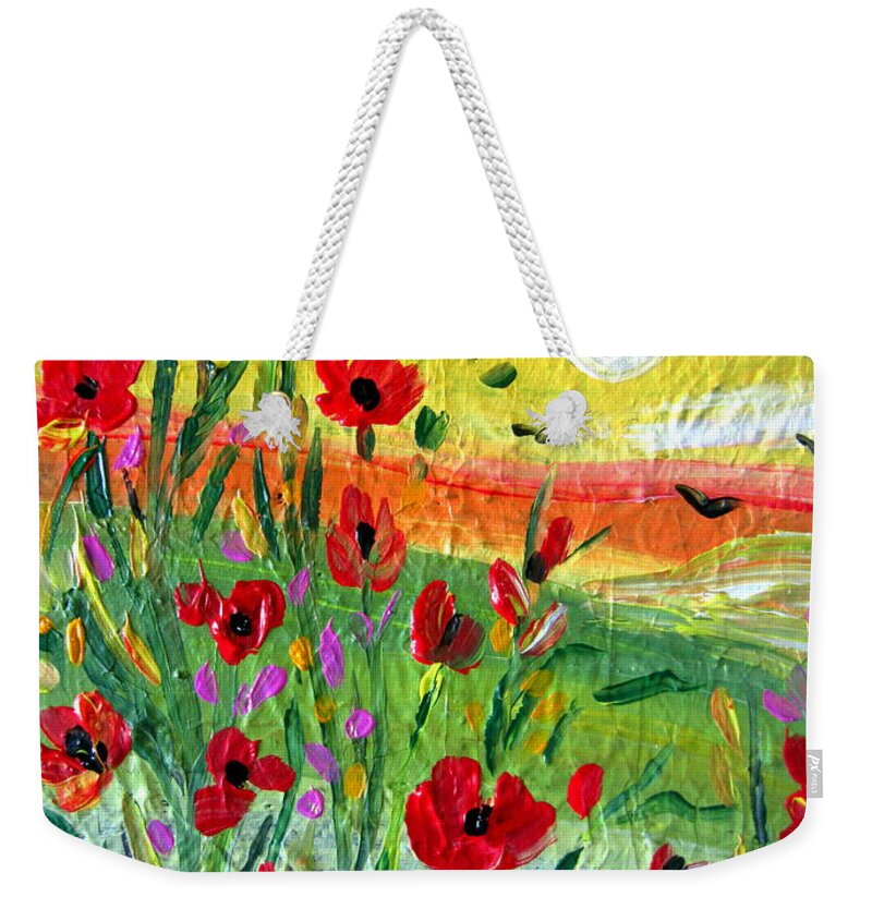 Flowers Weekender Tote Bag featuring the painting Poppies by Roberto Gagliardi