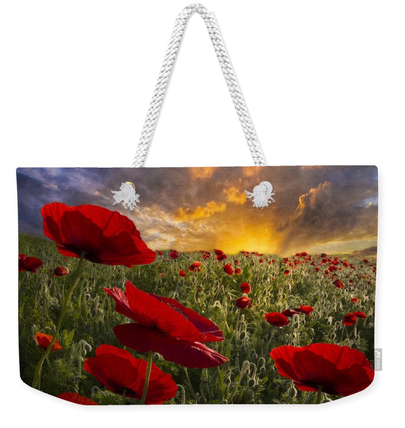 Appalachia Weekender Tote Bag featuring the photograph Poppy Field by Debra and Dave Vanderlaan