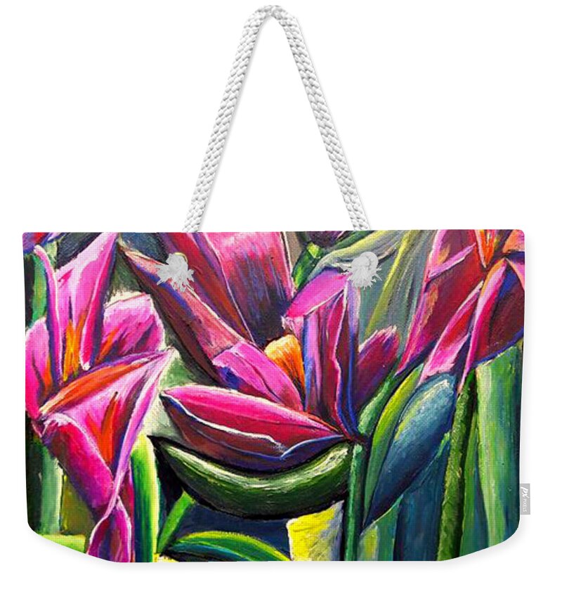 Poppy Weekender Tote Bag featuring the painting Poppy Flowers by Medea Ioseliani