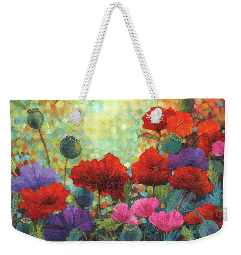 Poppies Weekender Tote Bag featuring the painting Poppy Garden by Peggy Wilson