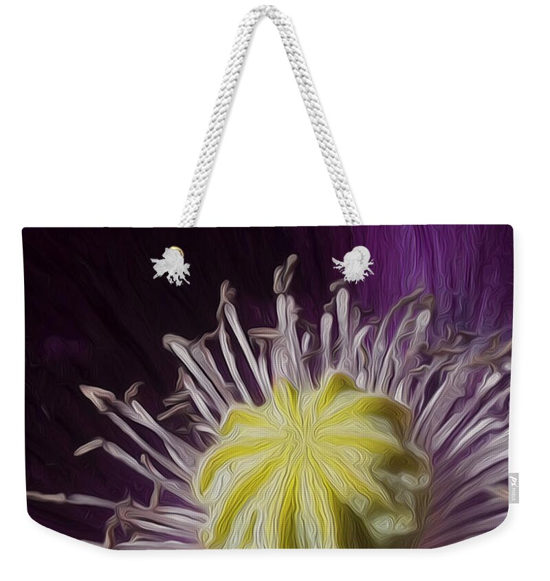 Floral Weekender Tote Bag featuring the digital art Poppy heart by Vincent Franco