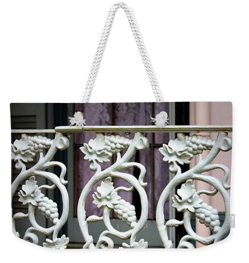 Porch Weekender Tote Bag featuring the photograph Porch Railing - The Myrtles Plantation by Beth Vincent