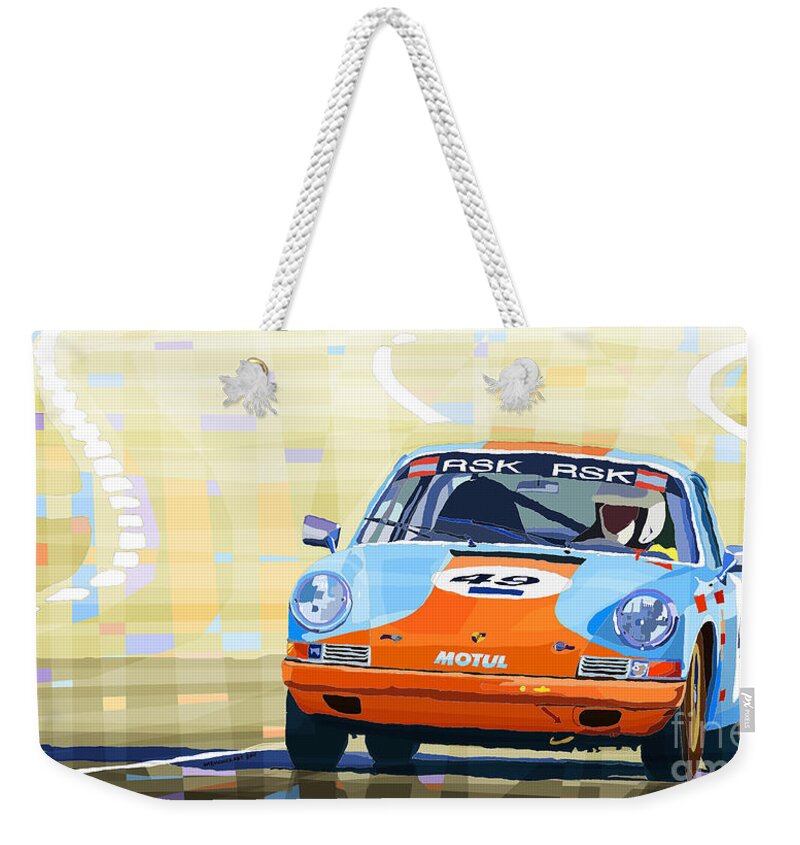 Shevchukart Weekender Tote Bag featuring the digital art Porsche 911 S Classic Le Mans 24 by Yuriy Shevchuk