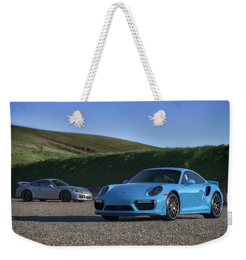 Cars Weekender Tote Bag featuring the photograph #Porsche 911 #Turbo S and #GT3 #Print by ItzKirb Photography