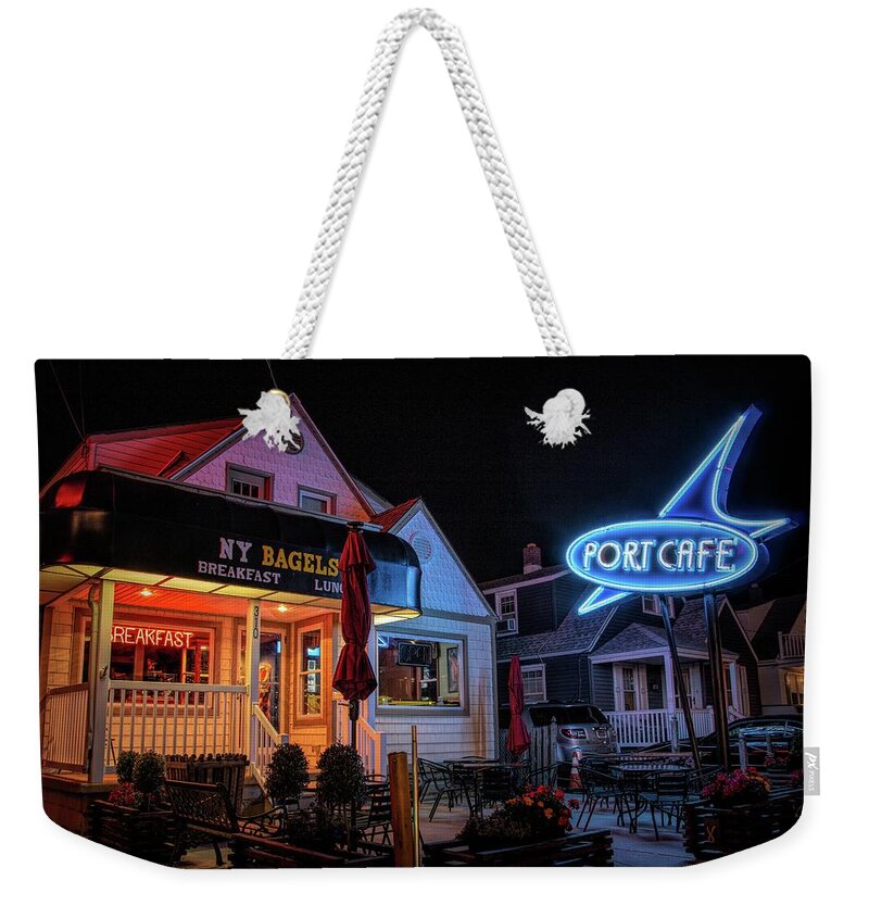 Port Cafe Weekender Tote Bag featuring the photograph Port Cafe Wildwood by Kristia Adams