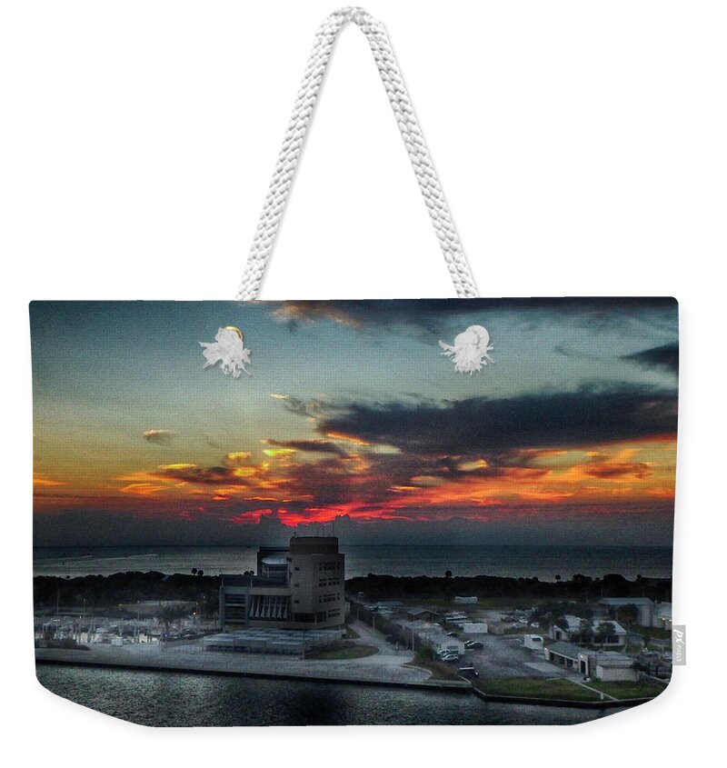 Port Weekender Tote Bag featuring the photograph Port Everglades Sunrise by Judy Hall-Folde