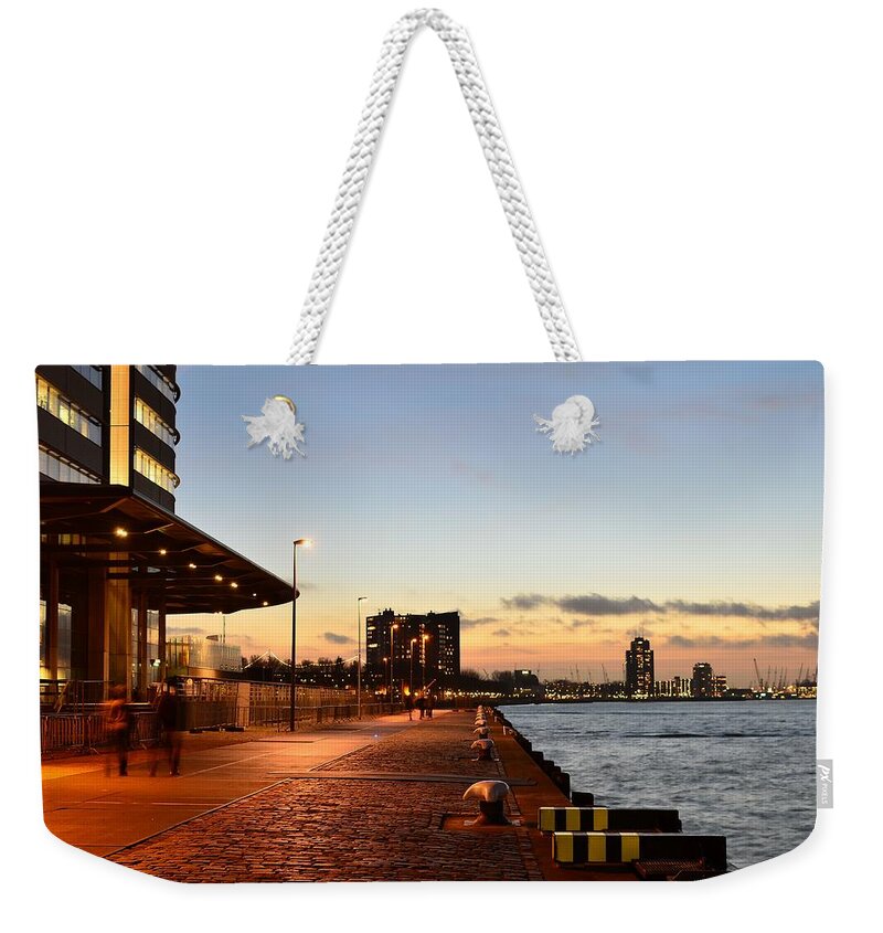 Rotterdam Weekender Tote Bag featuring the photograph Port of Rotterdam at Dusk by Carlos Alkmin