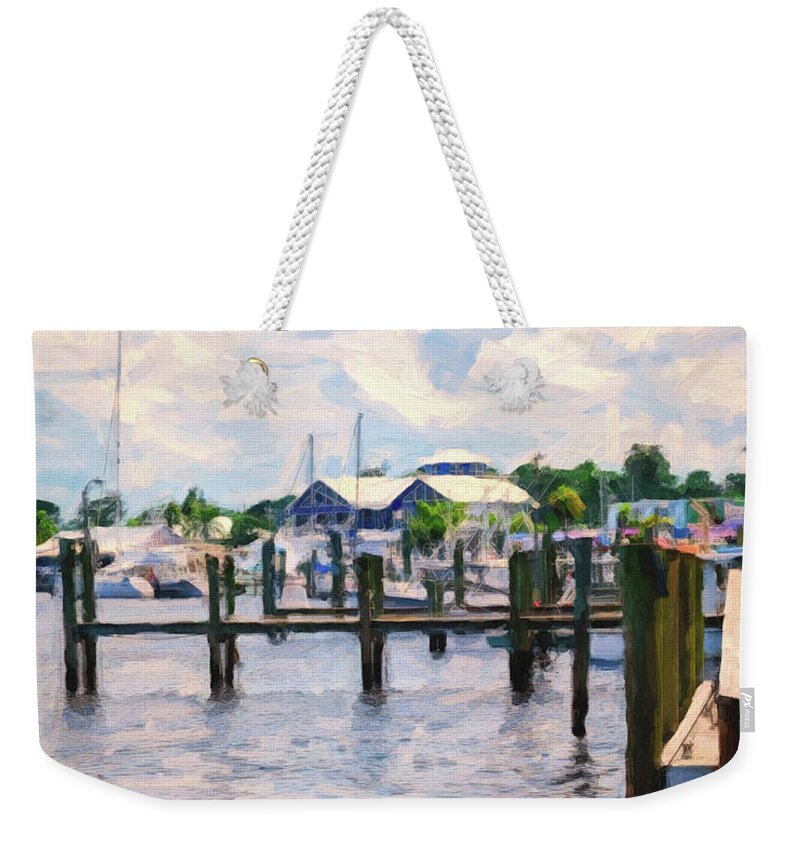 Port Salerno Weekender Tote Bag featuring the painting Port Salerno by Tammy Lee Bradley