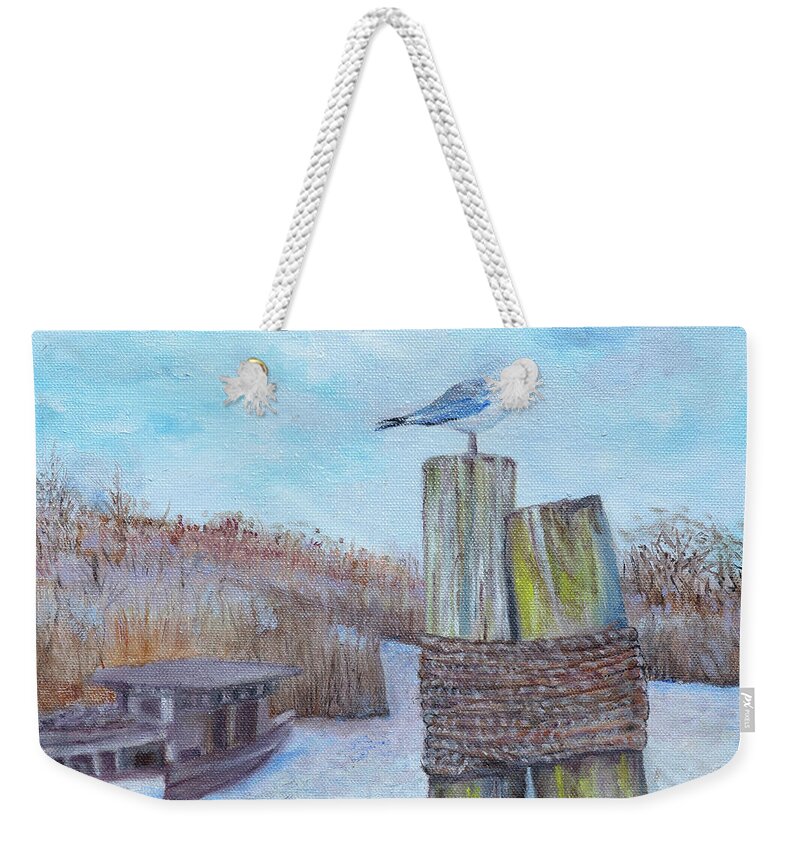 Seagull Weekender Tote Bag featuring the painting Port St. Joe by Kathy Knopp